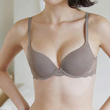 Smooth Traceless Bra with Lace Accents - Women's Soft Underwire Medium Padding for Small-Bust Shaping & Cup Boost