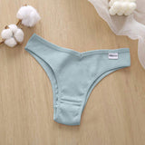 FINETOO Women's Cotton Thong Panties Low Waist Sexy Crocheted Underwear Female Briefs Lingerie with Low-rise Rise Type
