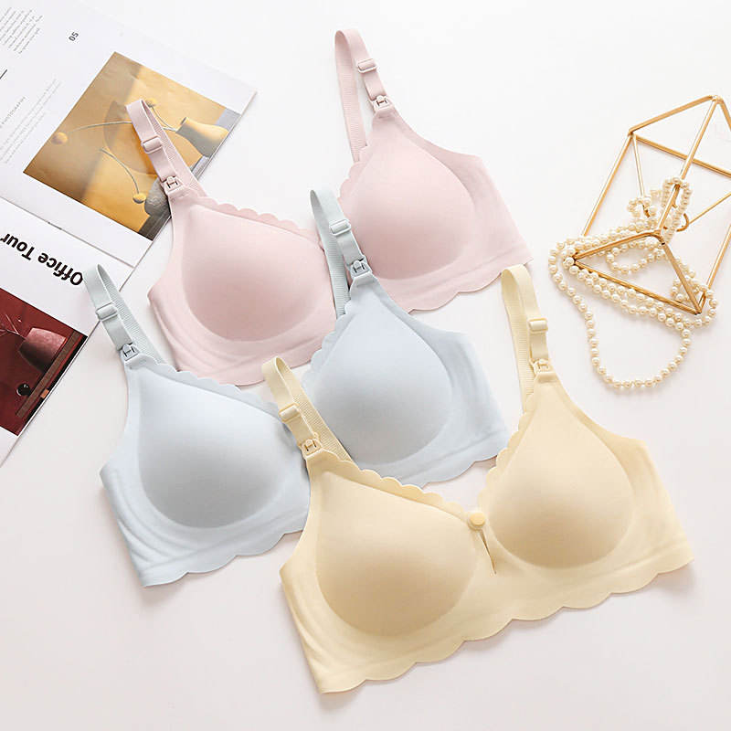 Traceless Wire-Free Nylon Spandex Thin Breastfeeding Underwear Jelly Strip Soft Support Anti-sagging Push-up Pregnant Postpartum