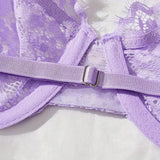 European American Lace Memory Foam Underwire Bra Set Sexy Thin T-pants Three-point Two-piece Set