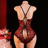 Plus-size Lingerie Nylon Lace Push-up Open-crotch No-removal Bodysuit European American