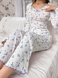 European American Style Autumn Winter Loungewear Sexy Casual Fashion Breathable Knitted Long-Sleeved Women