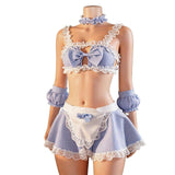 Plus-size Sexy Maid Costume Bow Butterfly Plaid Skirt Uniform Set Lingerie ODM European American