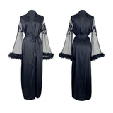 Sexy Netting Cardigan Pajamas Plain Popular Night Gown Simulated Feather Bathrobe