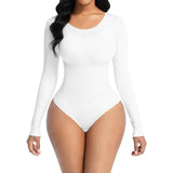 Plus Size Women Sexy Tight Bodysuit Long Sleeve Tummy Control Shapewear