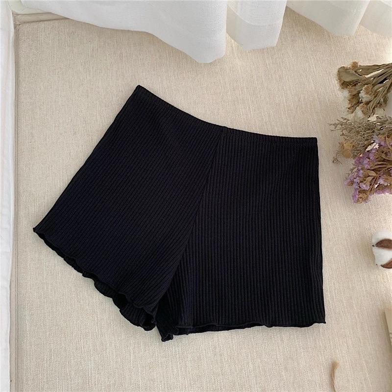 Vintage Summer Thin Safety Pants Women's Anti-exposure Ice Silk Leggings Seamless Ribbed Outerwear Shorts