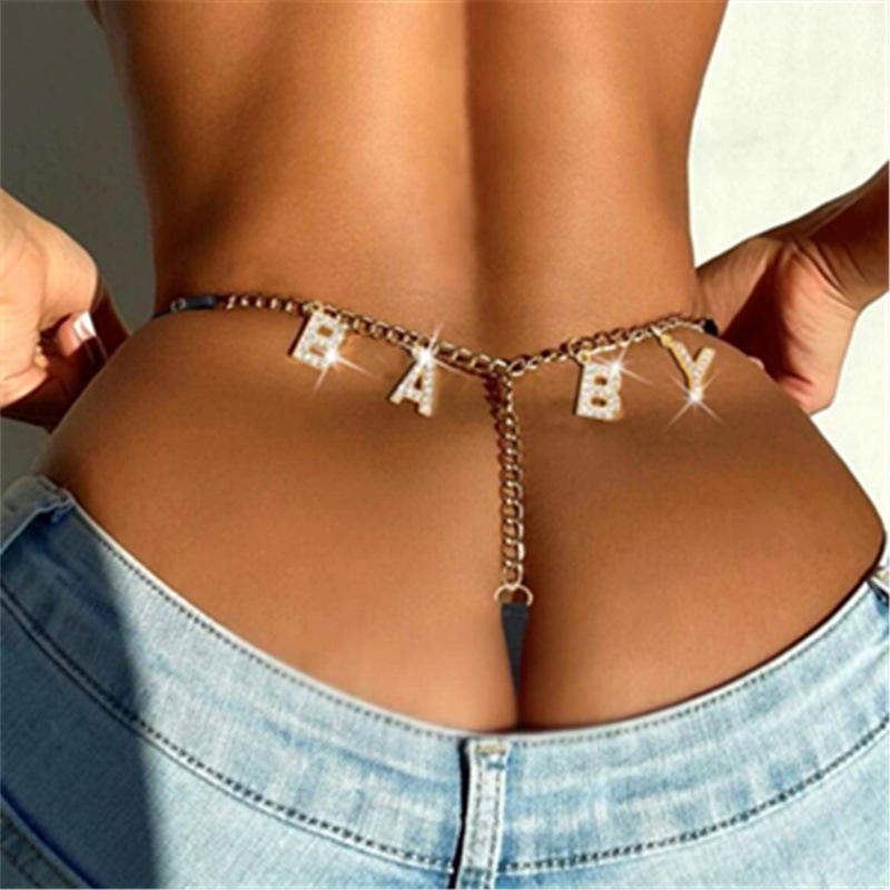 BABY Rhinestone Thong Waist Chain Underwear Body Chain Women's Underwear