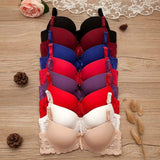 Japanese Style Bra for Teen Girls - Medium-Thin Padded Solid Color Smooth Cup with Sexy Lace Ideal for College Students