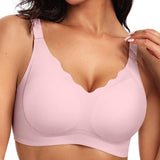Cross-border Plus Size Underwear Jelly Wire Free Bra Three Quarters Cup Seamless Cotton Solid Custom European American Style