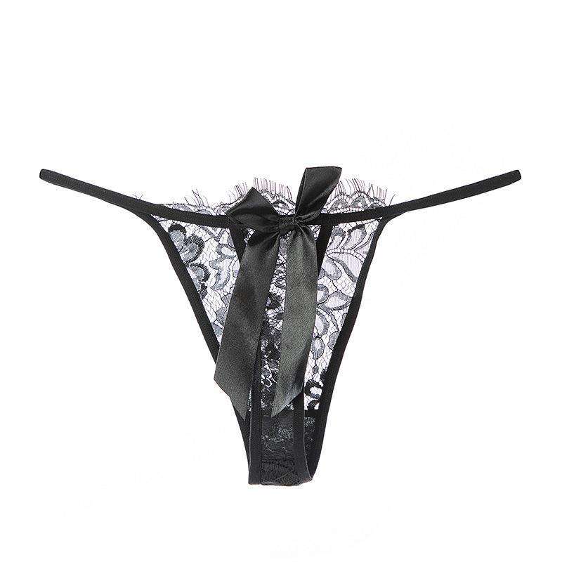 Women's Sexy Low-Rise Ultra-Thin Transparent Thong Delicate StrapsLace T-Back Anti-Bacterial Jacquard Weave for Breathable