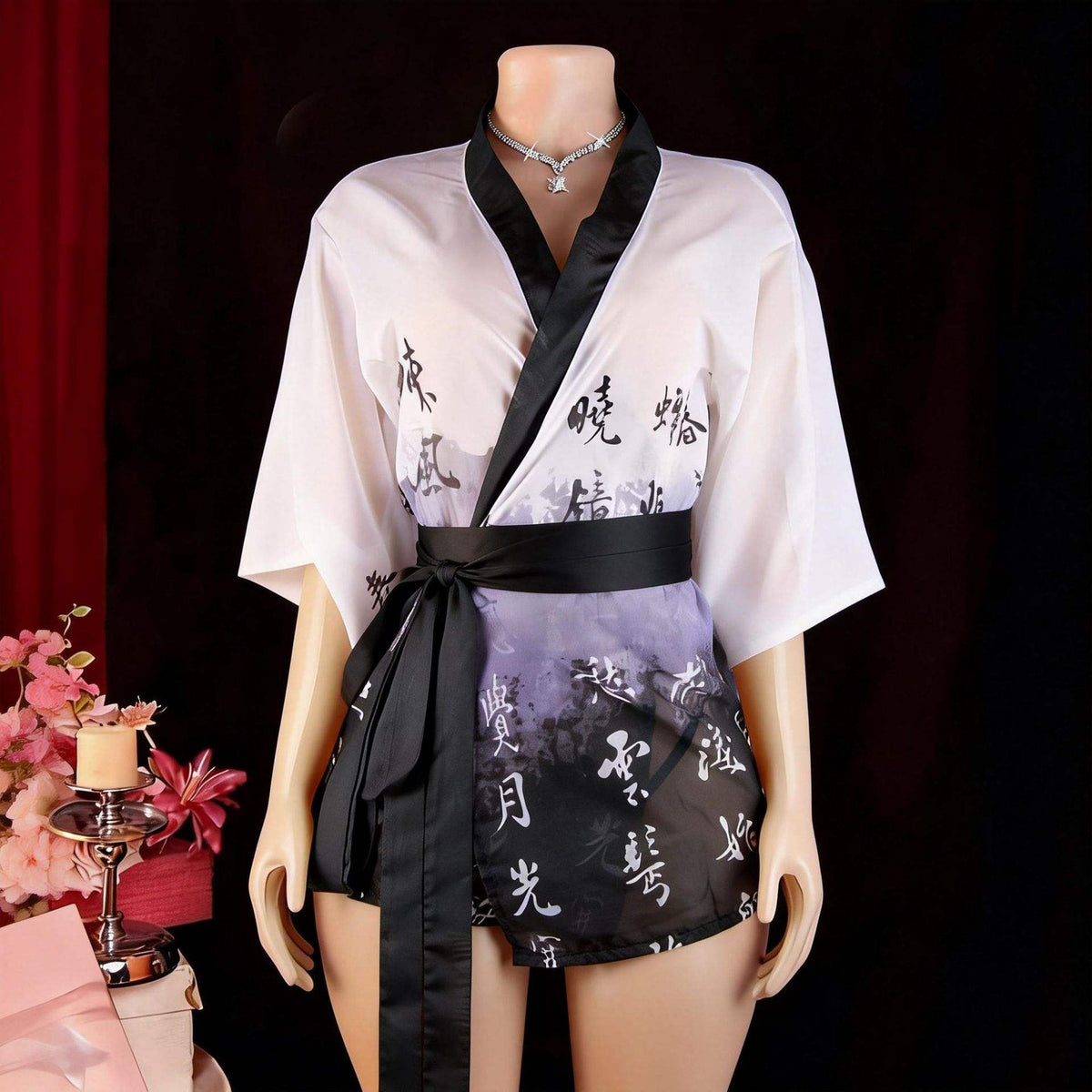 Lingerie Sexy Nightgown Japanese-Style Kimono Ancient Style Classical Poetry Ink-Wash National-Style Alluring