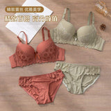 Breathable Seamless Underwire Lace Sexy Women Bra & Brief Sets