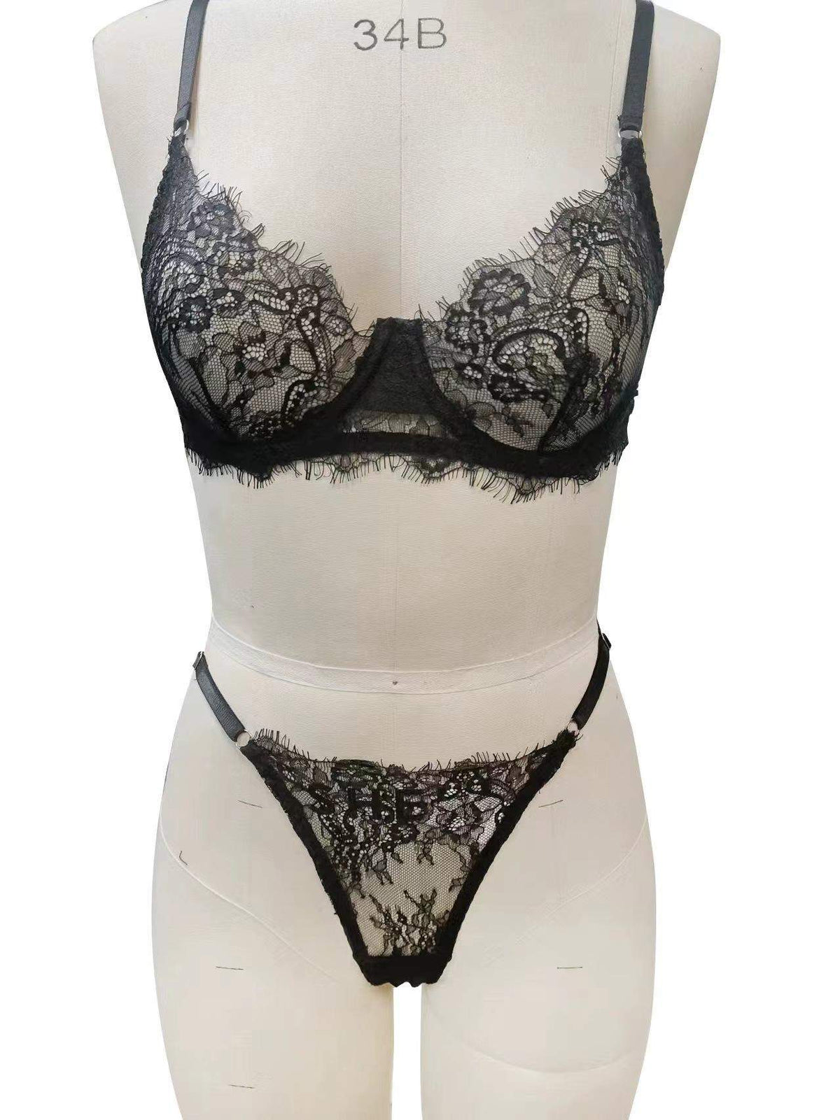 Sexy Women's Lightweight Breathable Lace Embroidered Slimming Bra Set Sexy Underwear Two Piece Set Lingerie