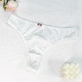 Women Plus Size Sexy Shiny Thongs Breathable Satin Lace Trim T-back Panties