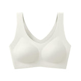 Seamless Wire Free Solid Full Cup Sports Bra Women's Sizeless Big Chest Looks Smaller Thin Beautiful Back