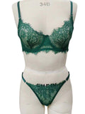 Sexy Women's Lightweight Breathable Lace Embroidered Slimming Bra Set Sexy Underwear Two Piece Set Lingerie