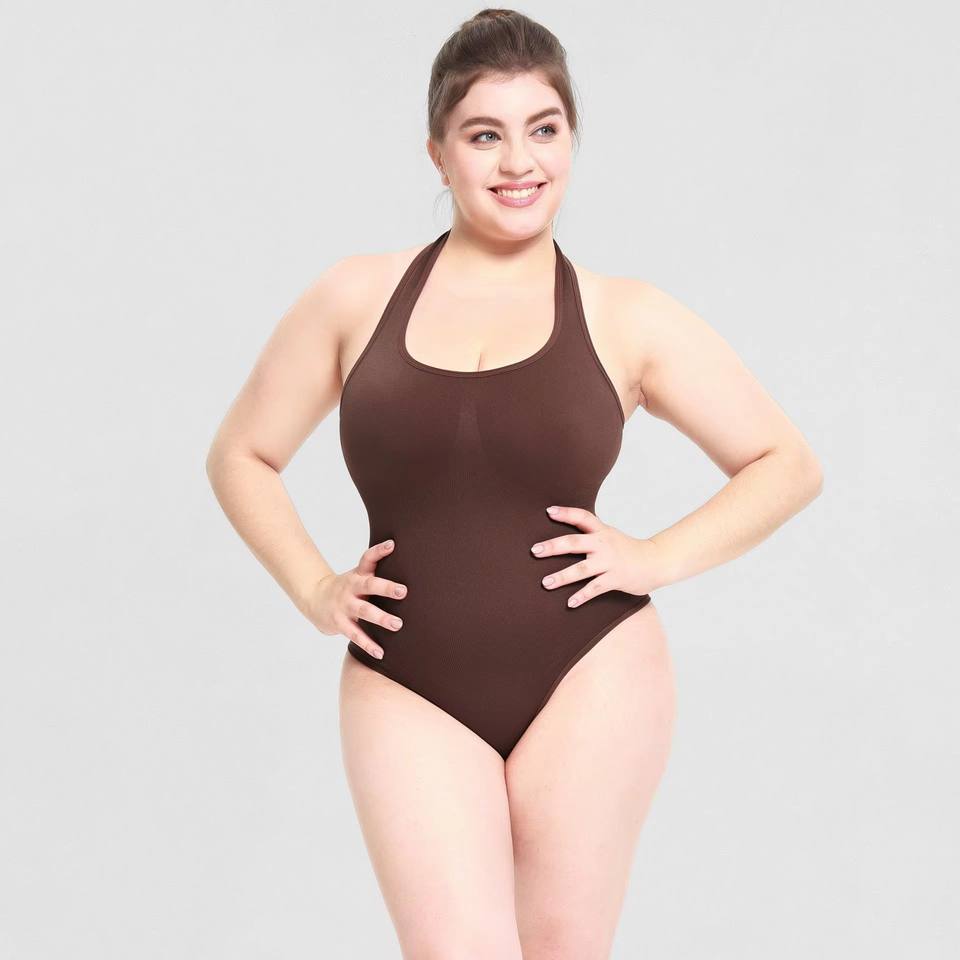 Women's Fashion Sleeveless Backless Vest Halter Shapewear Seamless Tight Bodysuit