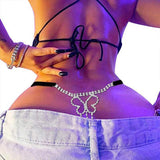 New butterfly Rhinestone Underwear Body Chain Women's Thong
