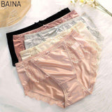 End Traceless Underwear Women's High Quality Lace Sexy Seamless Breathable Ice Silk Thin Mid-High Waist Briefs