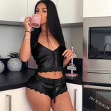 Sexy Women's Set Black Nighty Satin Bra Panty-Plus Size Woven Underwear for Curvy Women