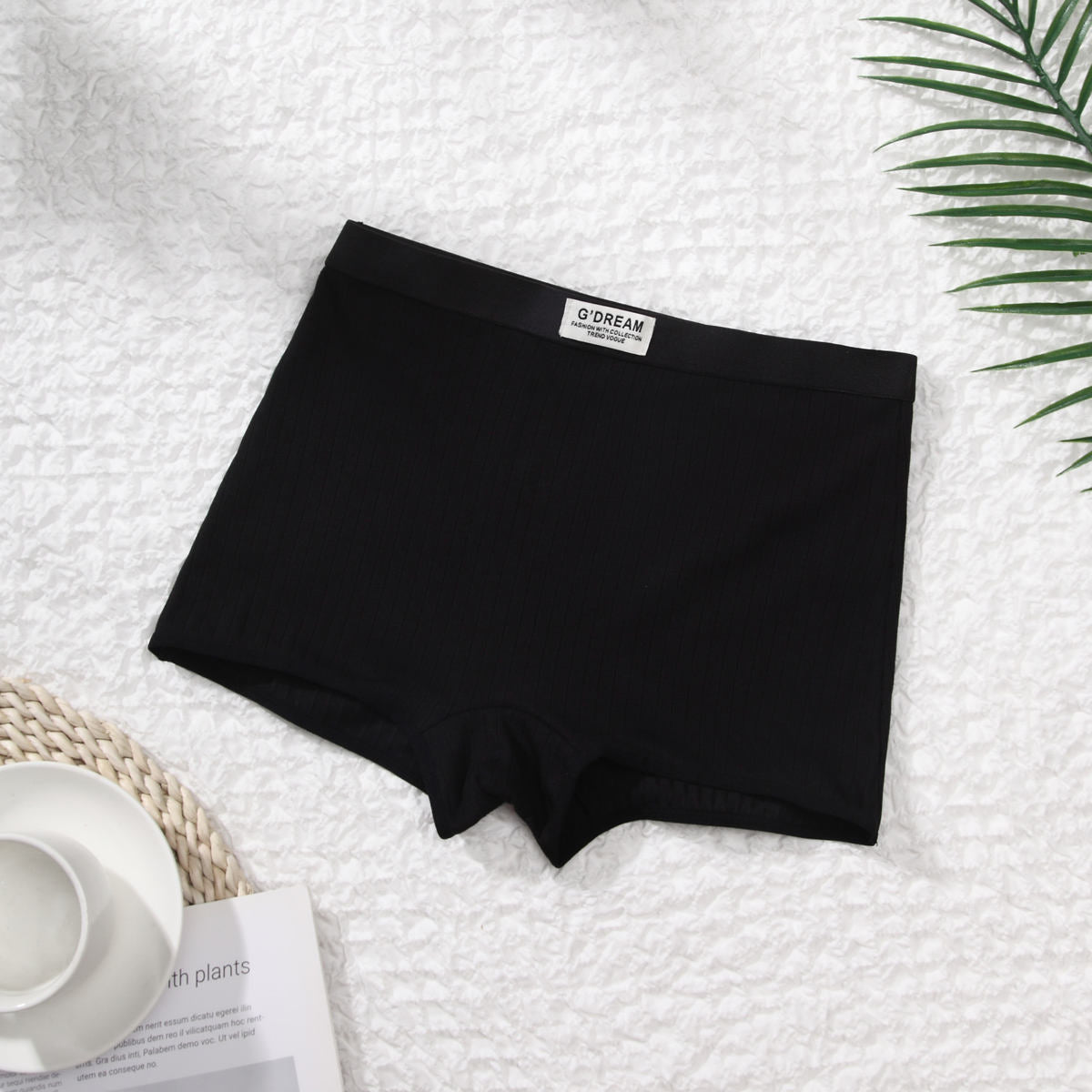 Factory Price Custom Logo Flat Panty Black Underpants Ladies Boxer Bottom Underpants Boyshorts Woman Period Panties