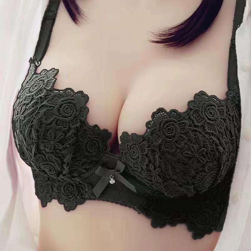 Embroidery Lace Gather Women's Underwear Lace Bra for Women