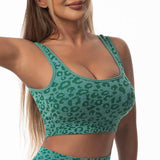 Seamless Simple High Support Leopard Print Sports Bra for Women with Chest Pads for Running Gym & Fitness