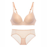 Lady's Comfortable Lightweight Lace Bra Bikini Panties Sexy Seamless Daily Wear Feather Upgraded Everyday Gathered Underwear