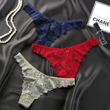 Women Sexy Underwear Lace Thong Panties Women's Solid Color Hollow See-through Low Rise Panties Sexy Thong for Women
