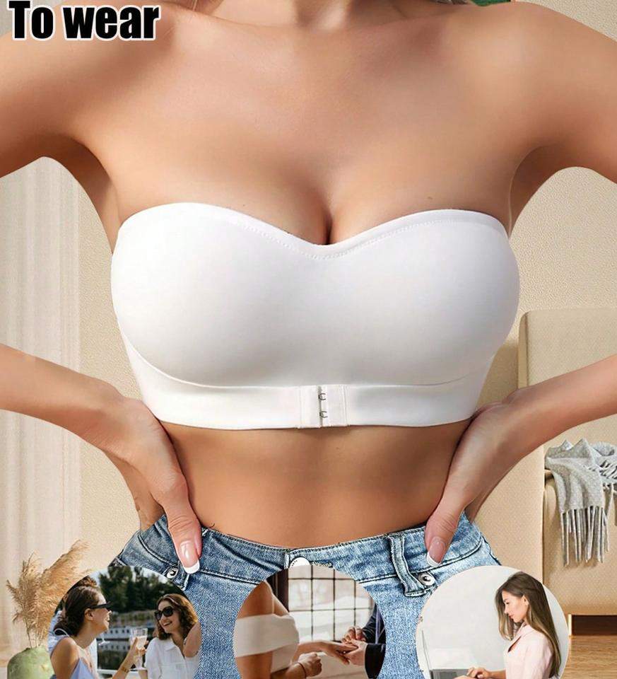 Hot Sale Women's Bandeau Wireless Bras Seamless Breathable Strapless Invisible Front Closure Push up Bras