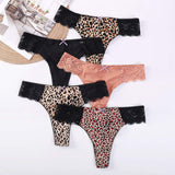 Sexy Lace G-string Panties Leopard Print g String Panties Breathable Hollowing Thongs Underwear