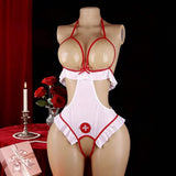 Open-Crotch No-Pants Nurse Costume Sexy Tight-Fitting Women's Role-Playing Nurse Uniform Set Polyester European