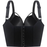 Women's Plus Size Push-Up Bra with Full Back Coverage Pattern Deep Cup Lace Steel Ring Underwear 8 Hook-and-eye Bra