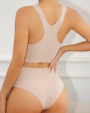 Hot Sale Push up Top Support Vest Type Lingerie Briefs Set Women's I-shaped Back Seamless Wireless Sport Bra Set