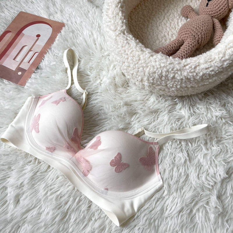 Pure Desire Butterfly Sweet Spicy Style Traceless Sexy Underwear Gathering Non-rimless Bra