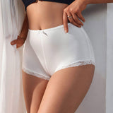Soft Mid Rise Breathable White Underwear Women's Boxer Ladies Panties High Elastic Women Boyshorts