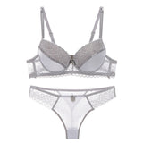 Large Size Sexy Slim Transparent Lace Lingerie Set Young Girl's Bra and Panties