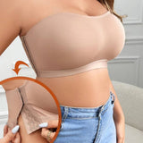 New Summer Plus Size Strapless Side Buckle Tube Top Solid Gathering Bra Breathable Seamless Comfortable Bra