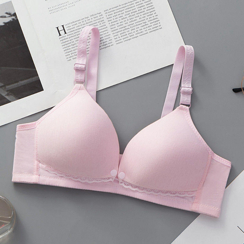 Breastfeeding Underwear Front Open Button Soft Support Wire Free Nylon Women's Bra