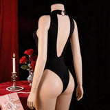 Lingerie Tight Crotchless Bodysuit Women's Sexy Backless Pajamas Deep V-Neck Halter Seduction