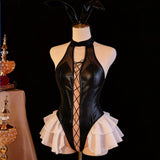 Women's Lingerie Polyester Uniform Set Jumpsuit Sexy Crotchless Alluring No-Need-To-Remove