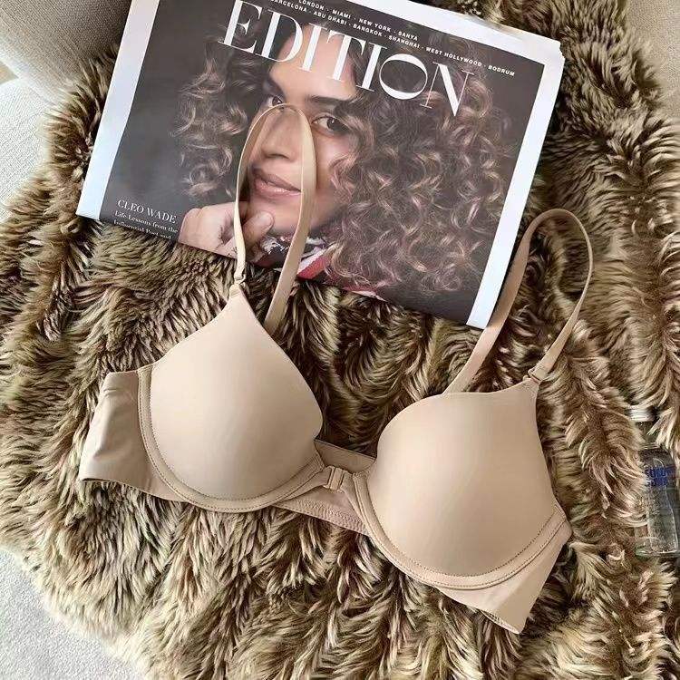 Gathered Front Buckle Bra With Steel Ring Anti-sagging Bra Women's Underwear