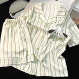 Womens Satin Silky Pajama Sets Short Sleeve Shirt XS-4XL Floral Pajamas Set Soft PJ Loungewear Sleepwear