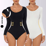 Plus Size Women Sexy Tight Bodysuit Long Sleeve Tummy Control Shapewear