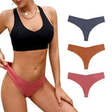 Ice Silk Breathable Sexy Girl G-String Underwear Women's Seamless Thong Panties for Leggings