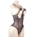 Sexy Bodysuit Open-Crotch No-Removal Leopard Print Bodycon Women's Seductive Lingerie Sheer ODM Plus Size