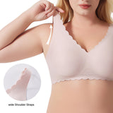 Wave Steel Ring and Gathered Design to Prevent Sagging Women's Seamless Jelly Large Size Bra