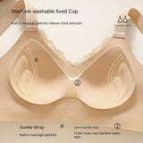 New Leopard Print Jelly Lace Underwear Women's Gather-up Nipple Traceless Rings-free Stereo Bra 3/4 Cup Everyday Adjusted-straps