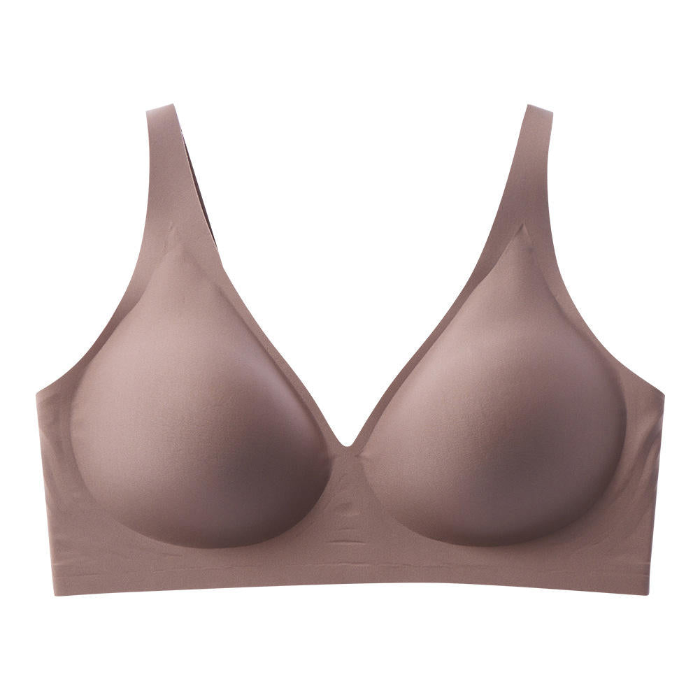 Wireless Solid-Color Deep V Plus-Size Women's Jelly Seamless Bra