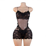 Sheer Gauze Transparent Water-Soluble Lace Sleeveless Polyester Pure Desire Sexy Nightdress Lingerie